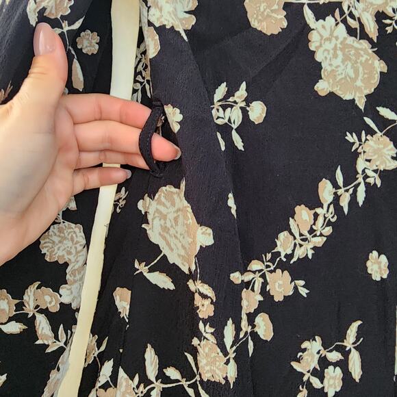 Jen's Pirate Booty Cortes Jacket Obsidian Spanish Rose Print kimono blk long P S - Picture 11 of 12